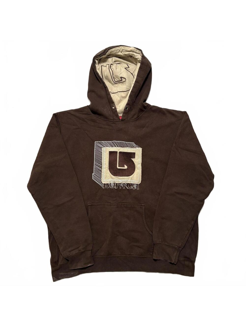 VTG Y2K Burton Big Logo Graphic Pullover Hoodie Men's L Brown Skater Surf